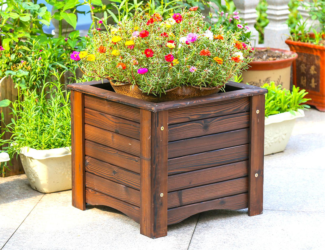 防腐木花箱|西安宏艺达防腐木花箱