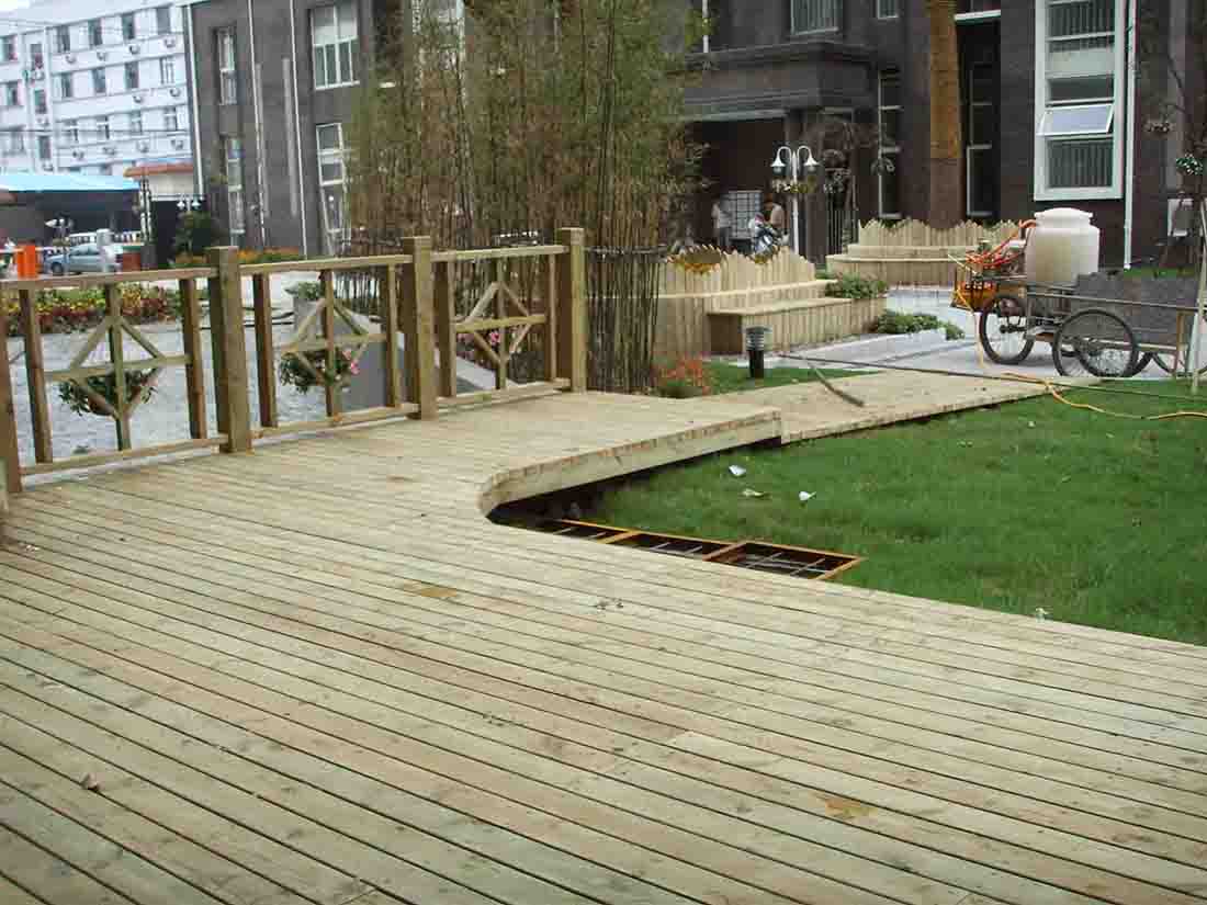 防腐木工程案例|西安宏艺达景观材料