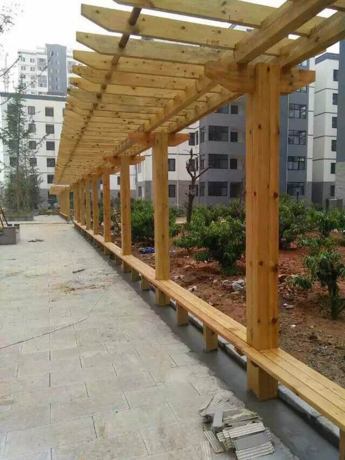 防腐木工程案例|西安宏艺达景观材料