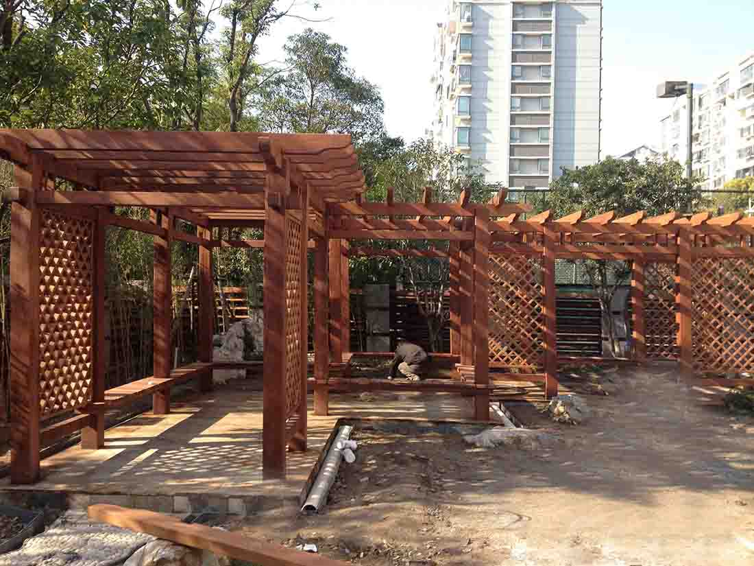 防腐木工程案例|西安宏艺达景观材料