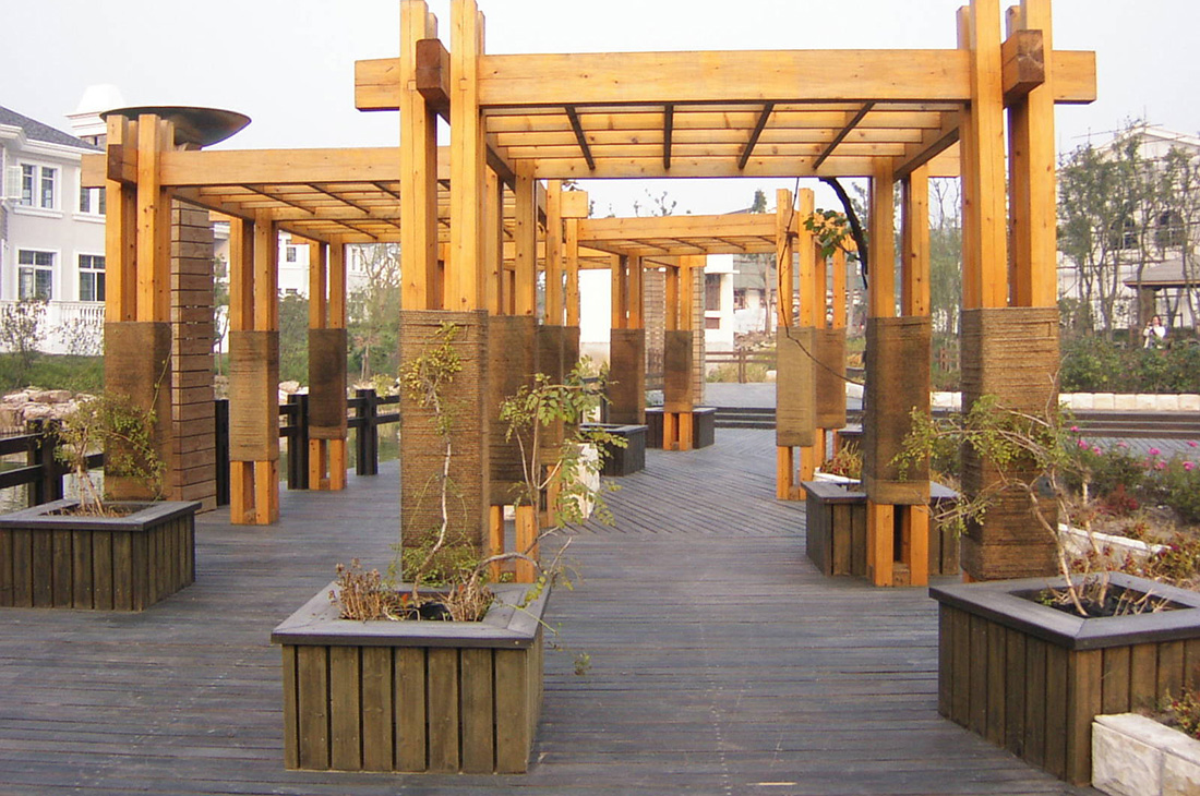 防腐木工程案例|西安宏艺达景观材料