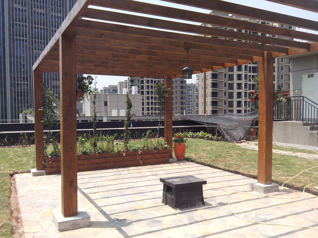 防腐木工程案例|西安宏艺达景观材料